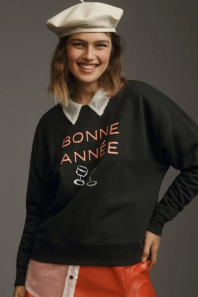 Maeve Bonne Année Varsity Crew Pullover