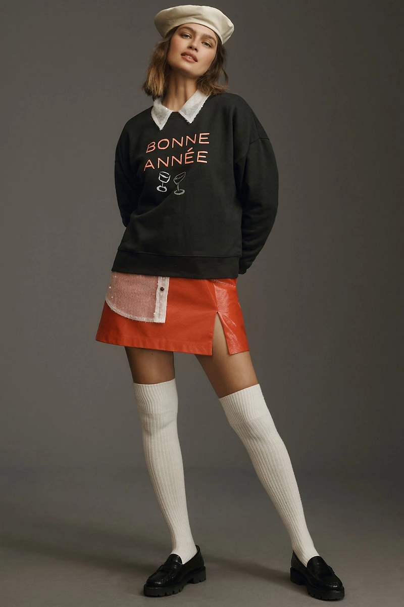 Maeve Bonne Année Varsity Crew Pullover