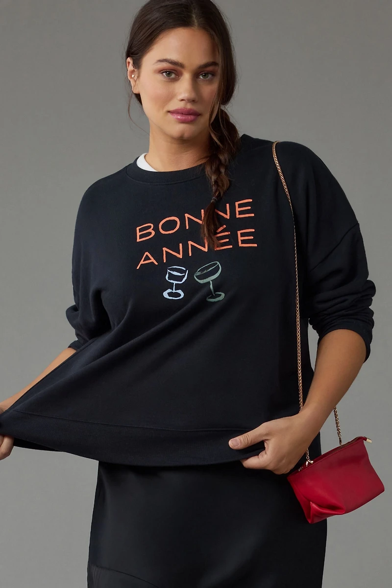 Maeve Bonne Année Varsity Crew Pullover