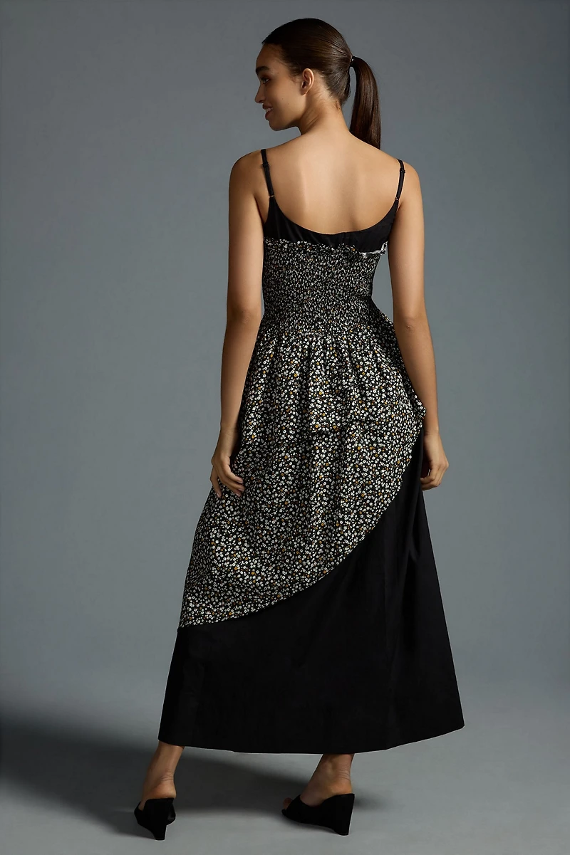 Allina Liu Ruffled Overlay Maxi Dress