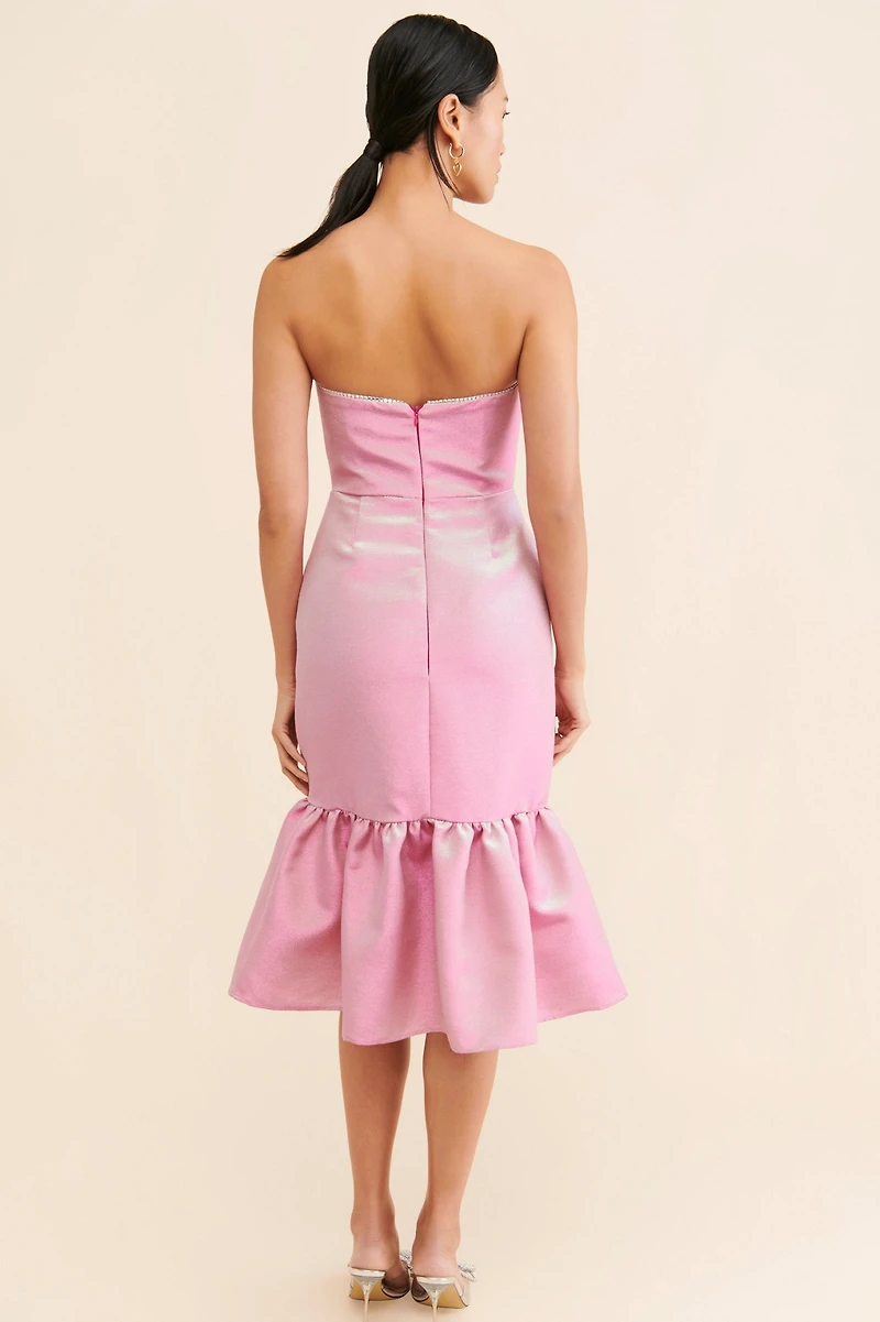 Gin & Jules Lexi Crystal Trim Midi Dress