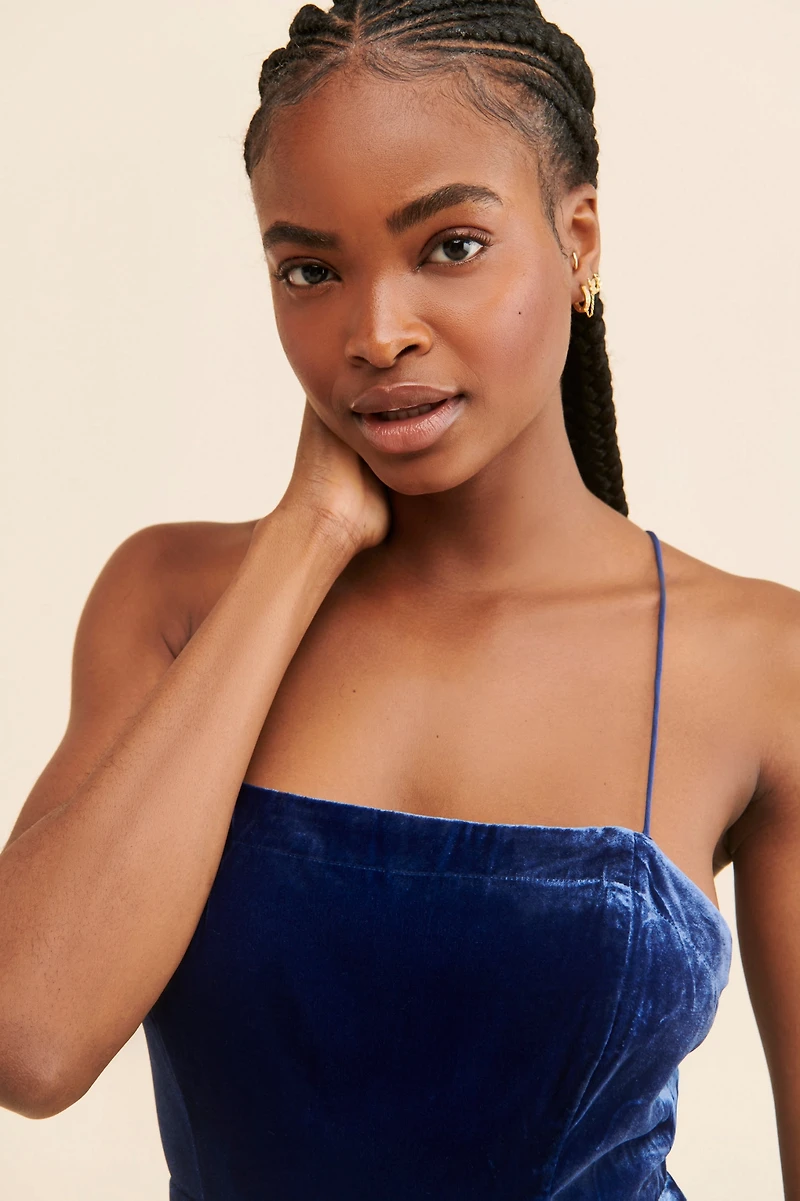 Velvet Slip Midi Dress