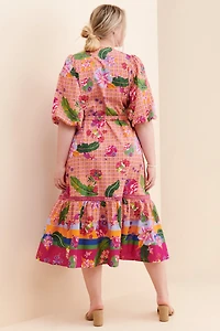 Emily Lovelock Tropical Flounce Midi Dress