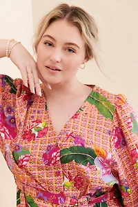 Emily Lovelock Tropical Flounce Midi Dress