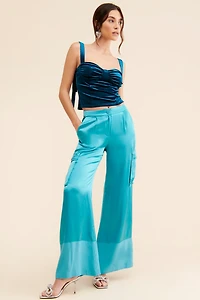 Corey Lynn Calter Satin Cargo Wide Leg Pants