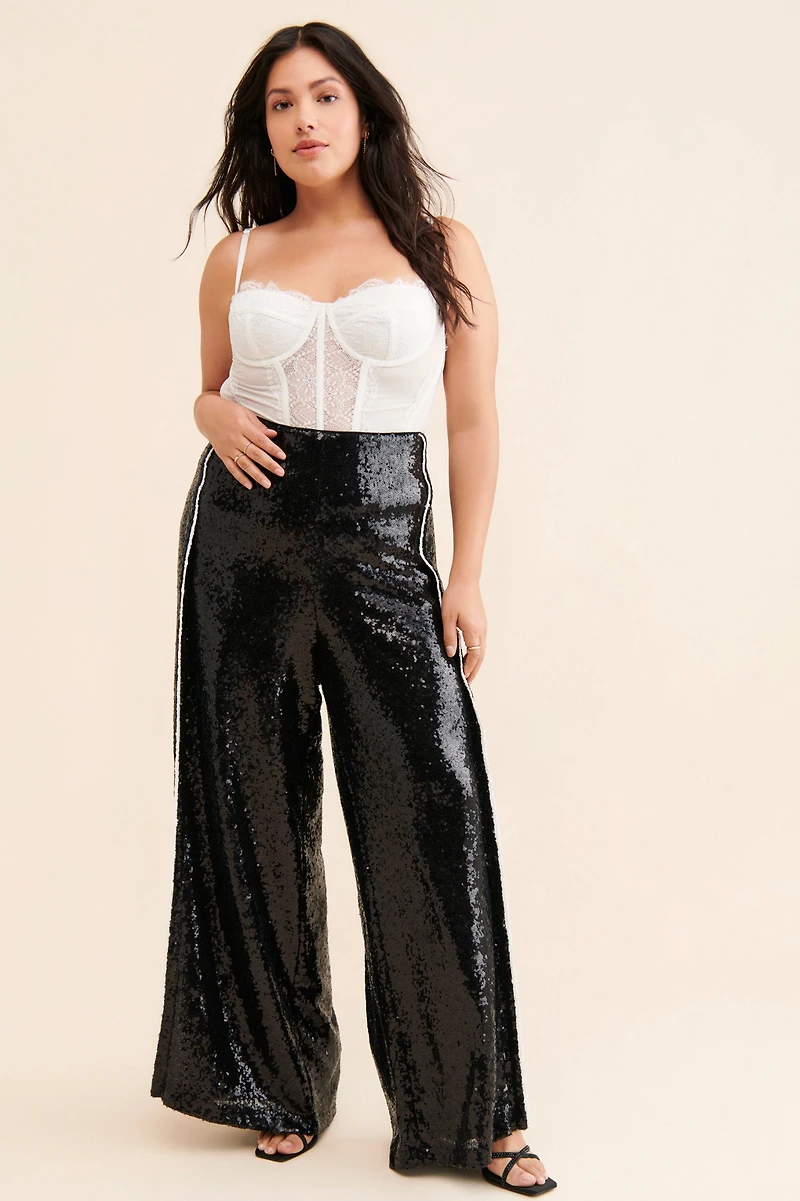 Eloquii Sequin High-Rise Trousers