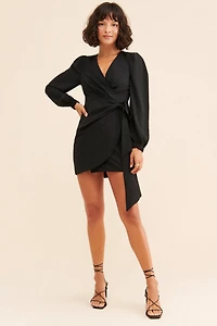 g.p.d. Mini Puff-Sleeve Wrap Dress