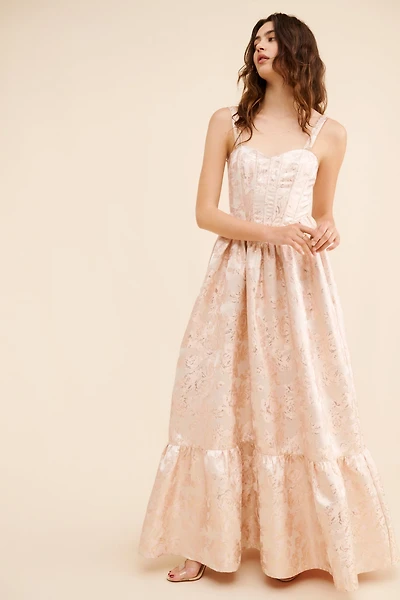 If By Sea Sleeveless Floral Jacquard Maxi Dress