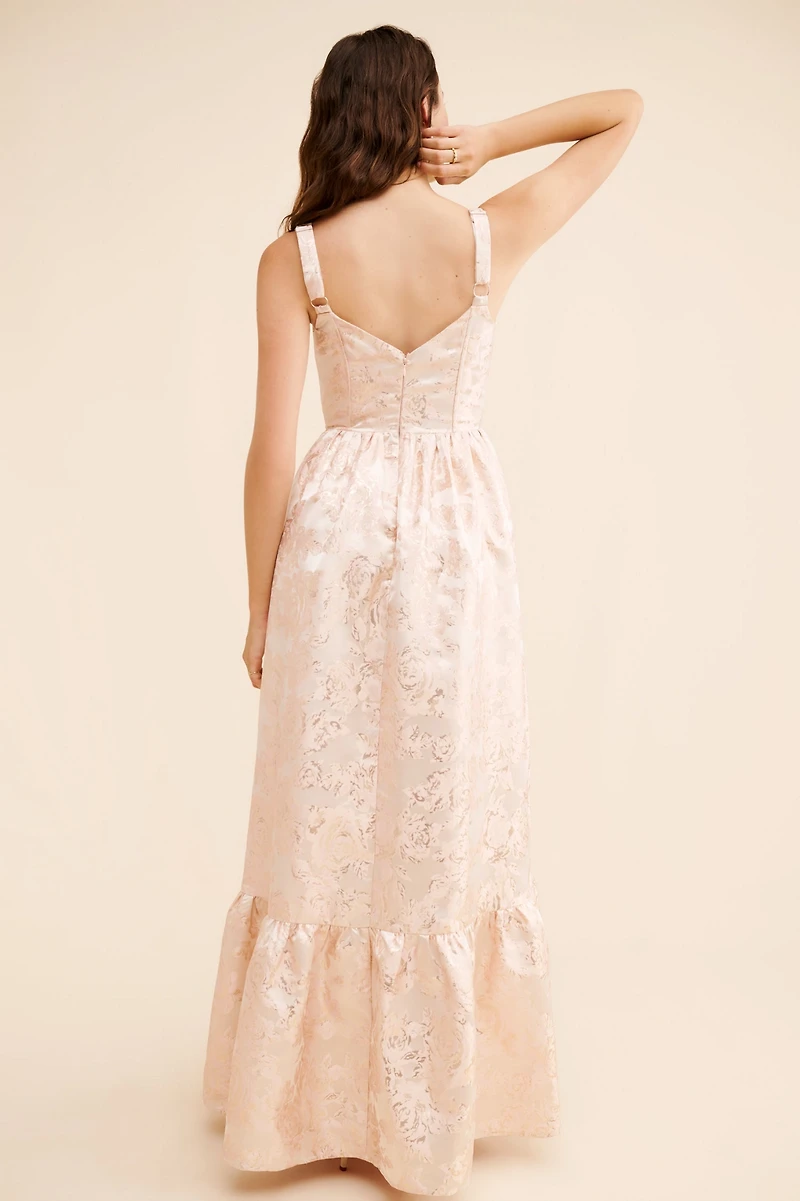 If By Sea Sleeveless Floral Jacquard Maxi Dress