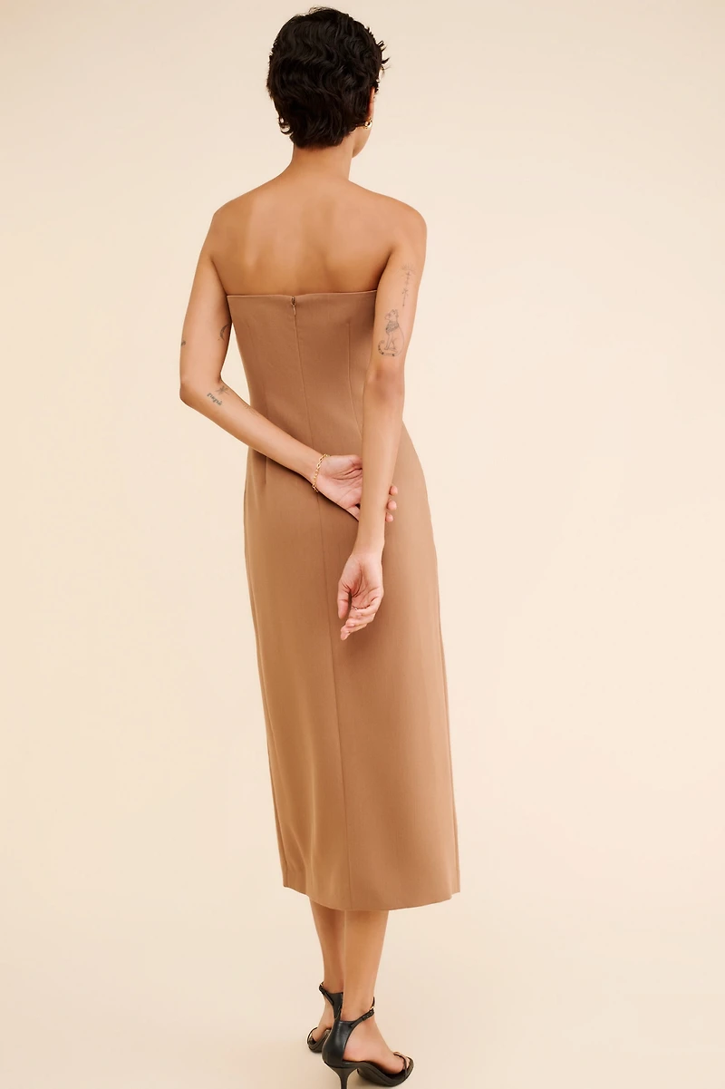 French Connection Azra Twill Strapless Midi Dress