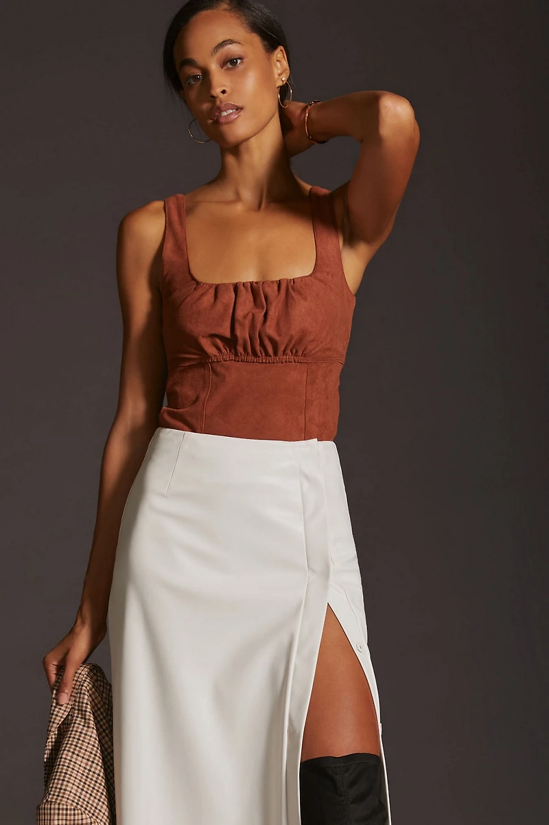 Pilcro Faux-Suede Corset Tank
