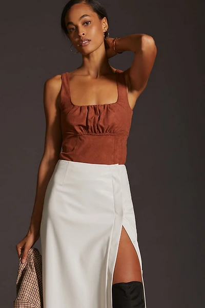 Pilcro Faux-Suede Corset Tank