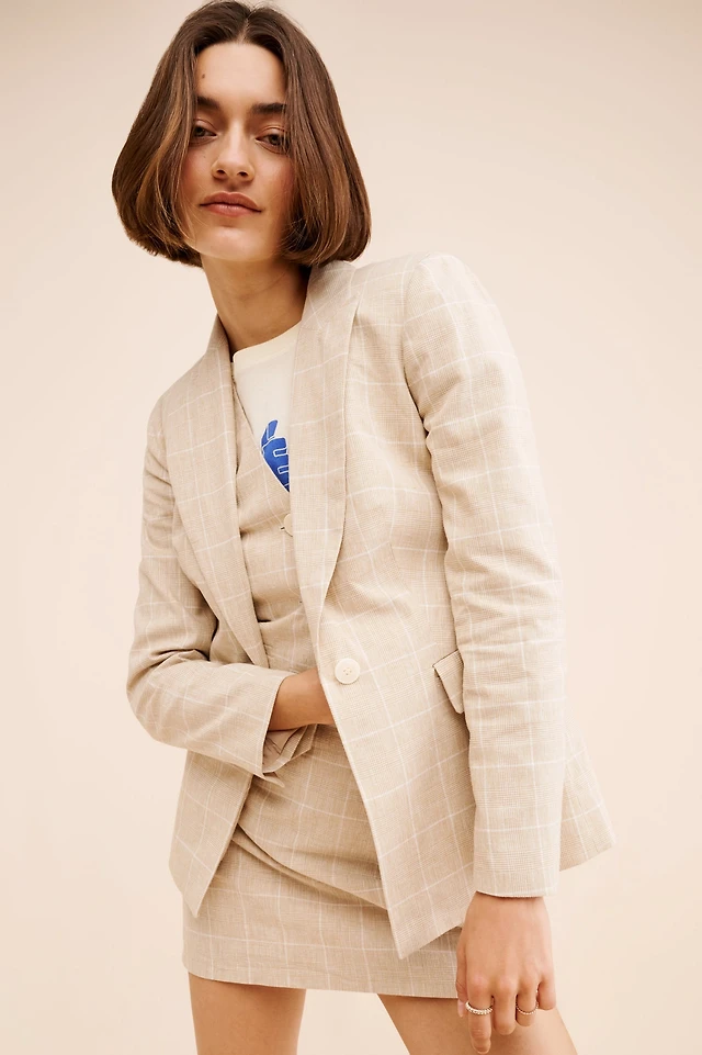 Madewell Linen Glen Plaid Blazer