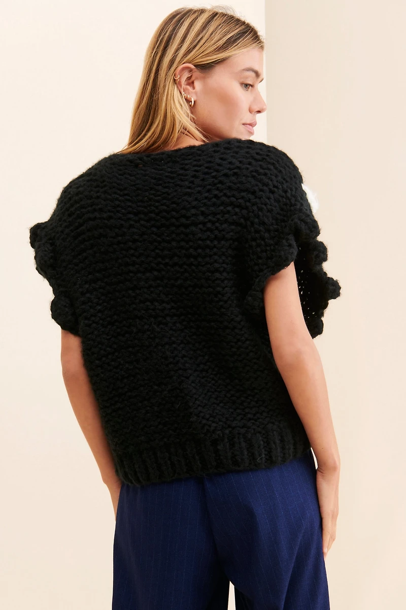 SAACHI Striped Crochet Sweater Vest