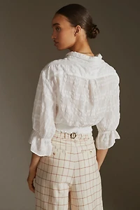 Banded Surplice V-Neck Blouse