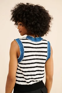 Laundry by Shelli Segal Fointelle Denim Trim Vest