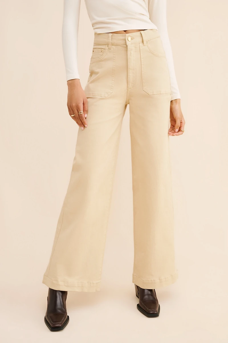 DL1961 Hepburn Patch Pocket Wide Leg Jeans