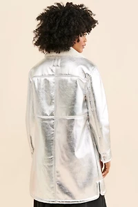 Avec Les Filles Sherpa Collar Metallic Long Coat