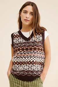 Dot and Lu Oversized Fair Isle Vest