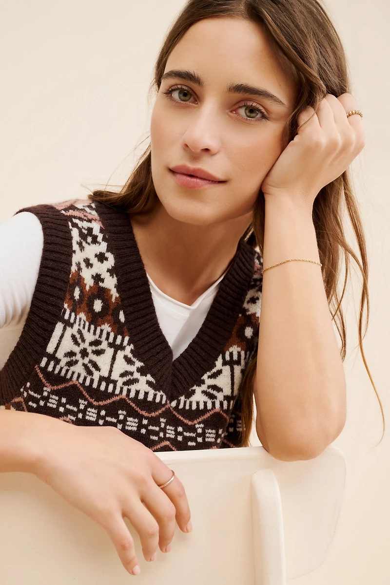 Dot and Lu Oversized Fair Isle Vest