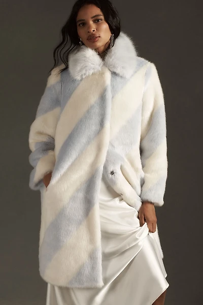 Maeve Faux Fur Stripe Coat