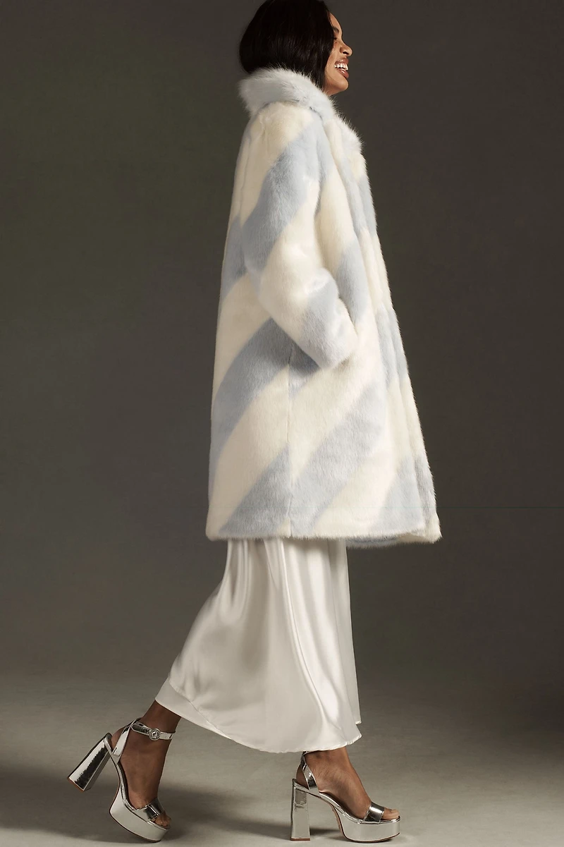 Maeve Faux Fur Stripe Coat