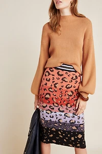 Maeve Leopard Sweater Knit Pencil Skirt