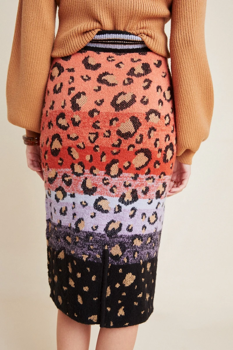 Maeve Leopard Sweater Knit Pencil Skirt