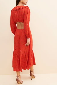 Du Paradis Ruffle Collar Cut Out Dress