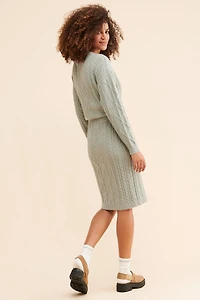 Flat White Sophie Cable Knit Pencil Skirt