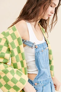 Society Mano Checkered Knit Slouchy Cardigan