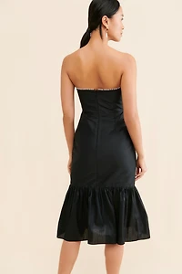 Gin & Jules Gwyneth Pearl Trim Midi Dress