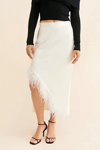 Hutch Satin Feather Embellished Skirt