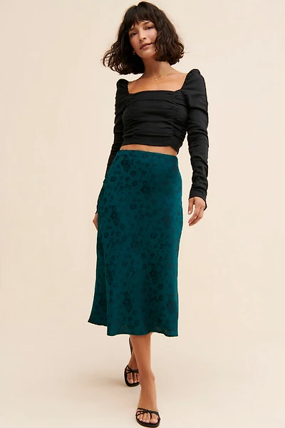 g.p.d. Brushed Satin Floral Skirt