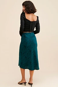 g.p.d. Brushed Satin Floral Skirt