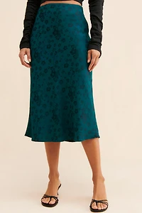 g.p.d. Brushed Satin Floral Skirt