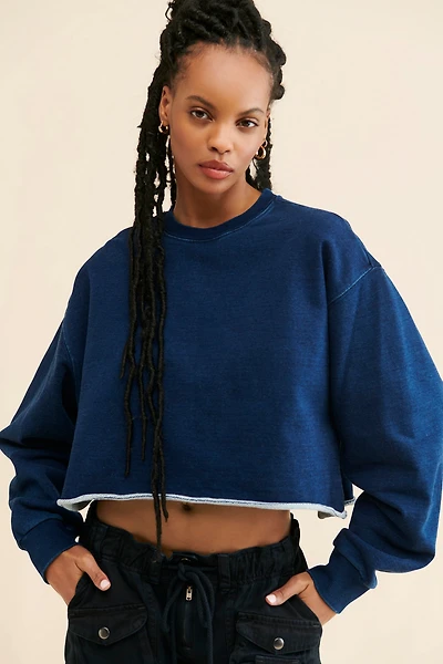 Good American Cropped Baggy Sweatshirt