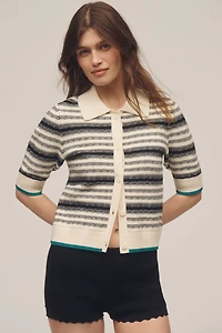 Maeve Collared Cropped Cardigan Sweater