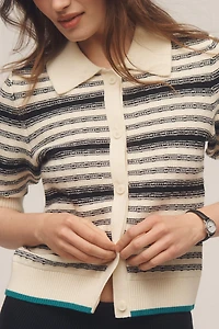 Maeve Collared Cropped Cardigan Sweater