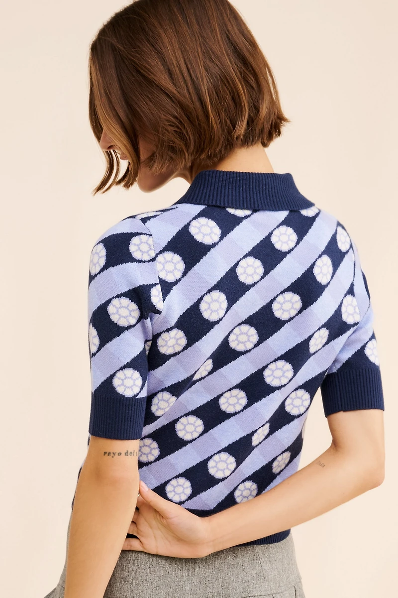 Maeve Collared Cropped Cardigan Sweater