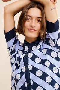 Maeve Collared Cropped Cardigan Sweater