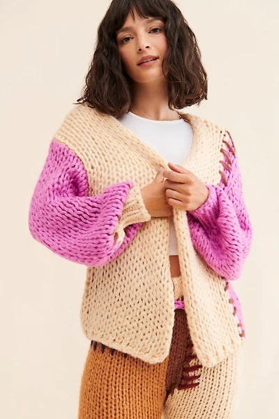 SAACHI Colorblock Patchwork Cardigan