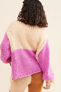 SAACHI Colorblock Patchwork Cardigan