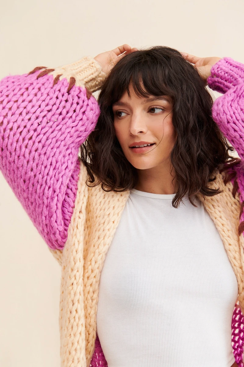 SAACHI Colorblock Patchwork Cardigan