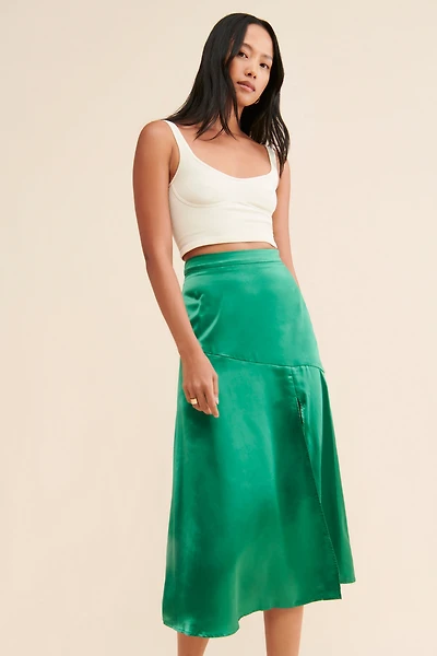 g.p.d. Serena Satin Midi Skirt