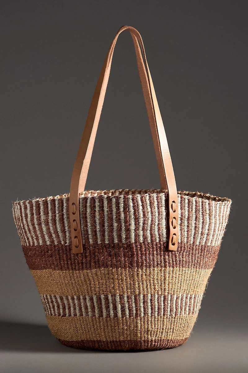 Jenna Bee Peach Straw Basket Tote
