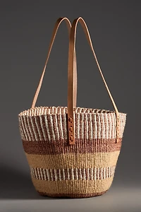 Jenna Bee Peach Straw Basket Tote