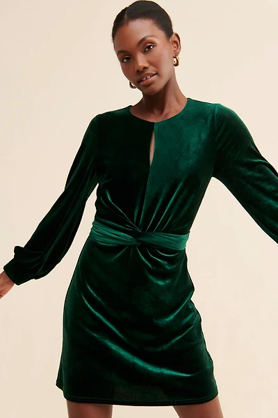g.p.d. Twist Front Velvet Mini Dress