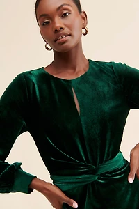 g.p.d. Twist Front Velvet Mini Dress