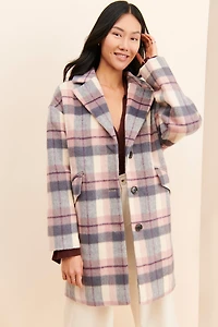 Sanctuary Plaid Fuzzy Overcoat